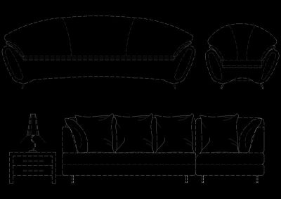 沙发立面cad图块