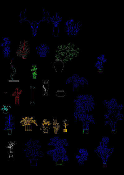 室内绿化饰品陈设CAD图库