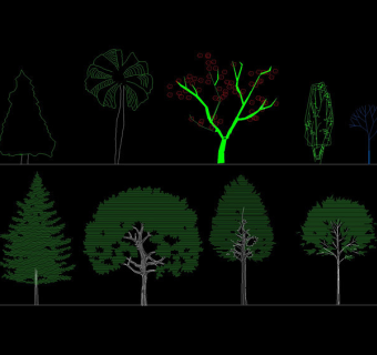 园林景观植物cad立面图库3D模型