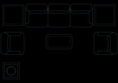 室内沙发cad图块素材