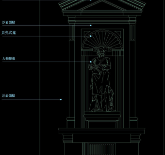 大门雕塑cad图块素材