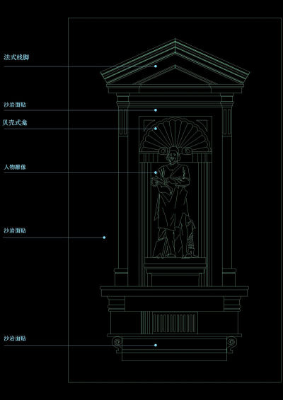 大门雕塑cad图块素材