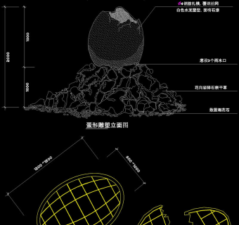 雕塑详图cad图纸素材