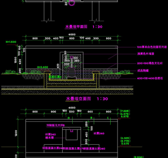 水景墙平面图cad素材