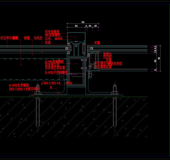玻璃幕墙节点cad图纸素材