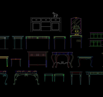 桌子立面cad图块