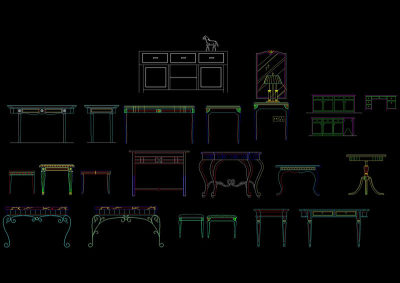 桌子立面cad图块