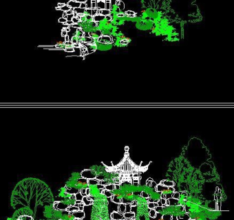 假山亭子CAD侧立面