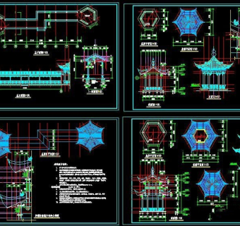 廊亭古建筑CAD图