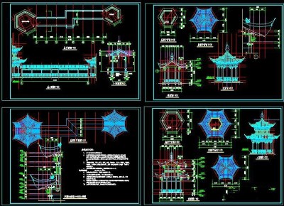 廊亭古建筑CAD图