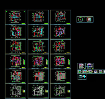 高档混搭三层别墅装修图cad图纸