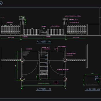 大门平立面cad图纸