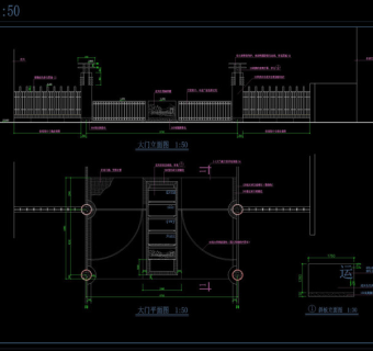 大门平立面cad图纸