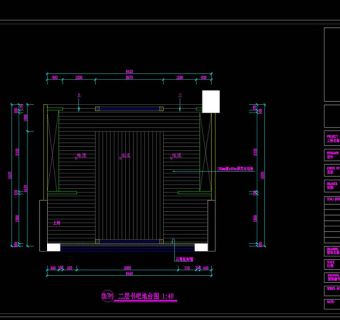 二层书吧地台图cad图纸素材