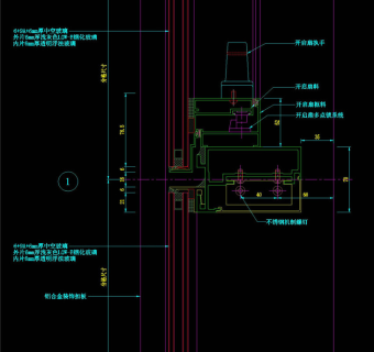 幕墙开启扇纵剖节点图CAD图纸