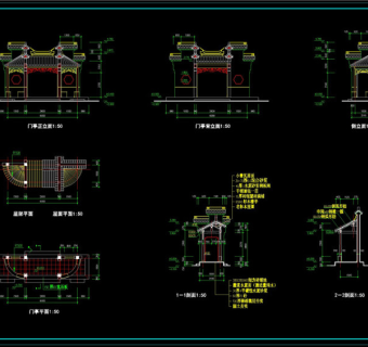 门亭CAD建筑图纸CAD图纸