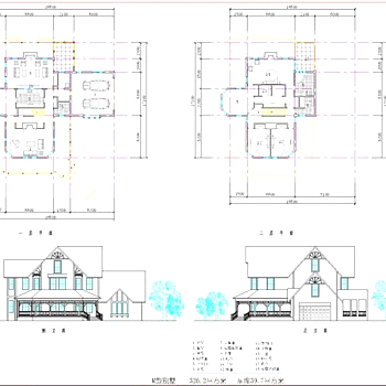 欧式二层别墅CAD图纸