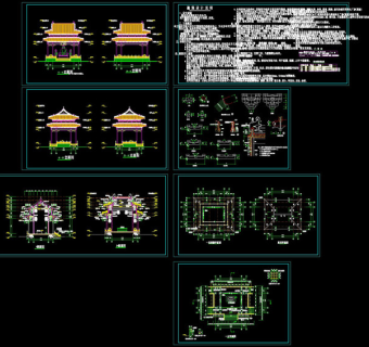 万佛亭施工图cad图纸