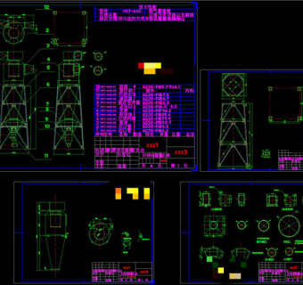 旋风除尘器和支架全套图CAD机械图纸