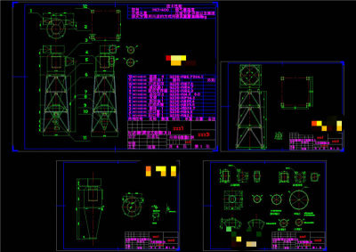旋风除尘器和支架全套图CAD机械图纸