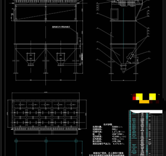 万脉冲喷吹除尘器CAD机械图纸