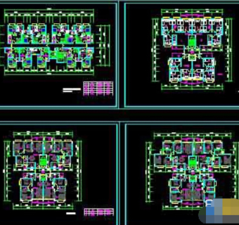 高层住宅楼全套小户型平面cad设计图纸