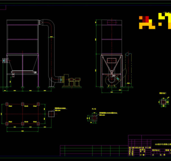 脉冲除尘器设备布置图CAD机械图纸