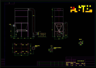 脉冲除尘器设备布置图CAD机械图纸