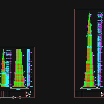 迪拜塔CAD立面图图片
