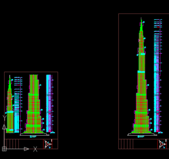 迪拜塔CAD立面图图片