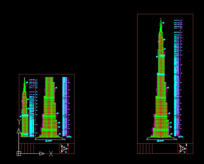 迪拜塔CAD立面图图片