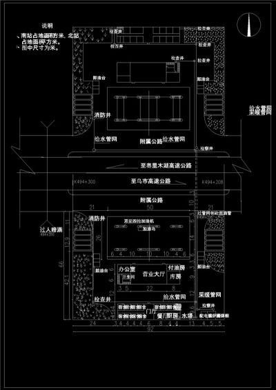 加油站平面布局CAD图纸