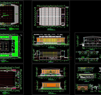 篮球体育馆施工图CAD图纸