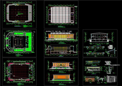 篮球体育馆施工图CAD图纸