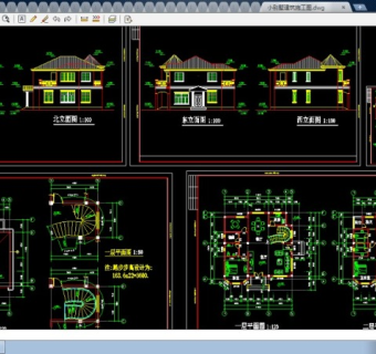 小型别墅建筑cad施工图带效果图