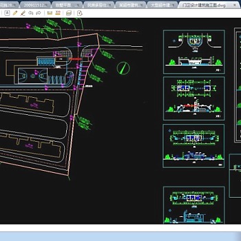 大型社区门卫设计CAD建筑施工图纸