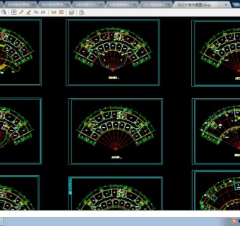 扇形办公CAD方案设计施工图纸