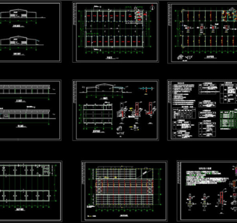 汽车库建筑、结构施工图CAD图纸