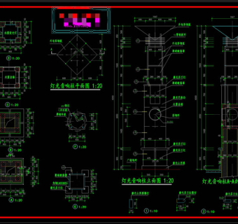 广场发光灯柱CAD景观图纸