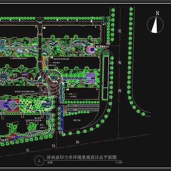 济南泉印兰亭总平面图CAD景观图纸