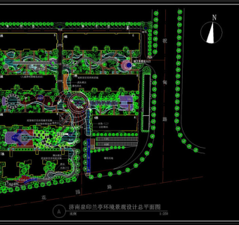 济南泉印兰亭总平面图CAD景观图纸
