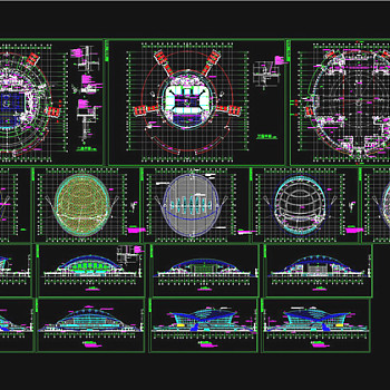 体育馆施工全图CAD图纸