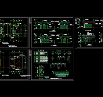 体育中心大门施工图CAD图纸