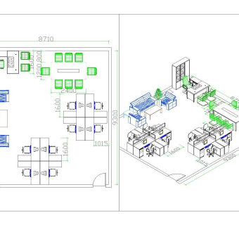 CAD办公家具平面设计布局图