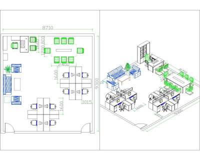 CAD办公家具平面设计布局图