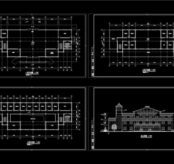 小型汽车站施工图CAD图纸