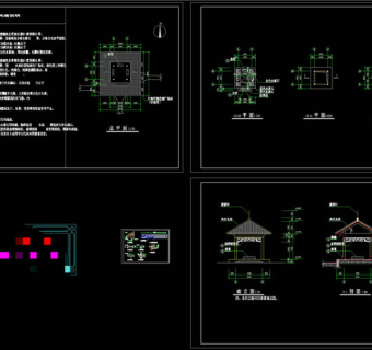 园亭四详图CAD景观图纸