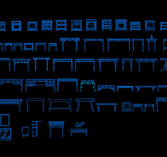 CAD立面桌椅模块图片