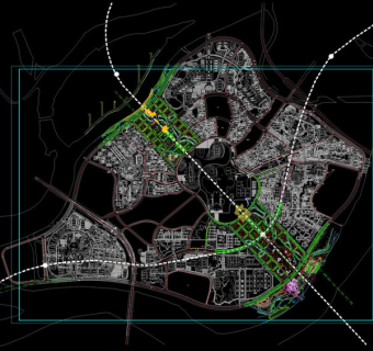 广州大学城中心区cad图纸素材
