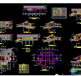 渡假村茶室全套施工图CAD图纸